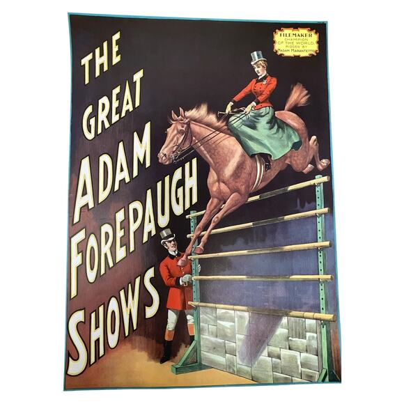 Vintage 1969 Circus World Museum Adam Forepaugh Poster 19x13.5 Horse Jump - Picture 2 of 8